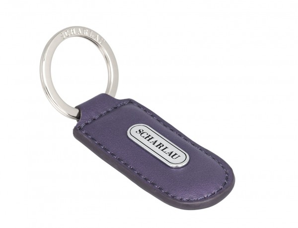 Leather elongate keyring in Lila side