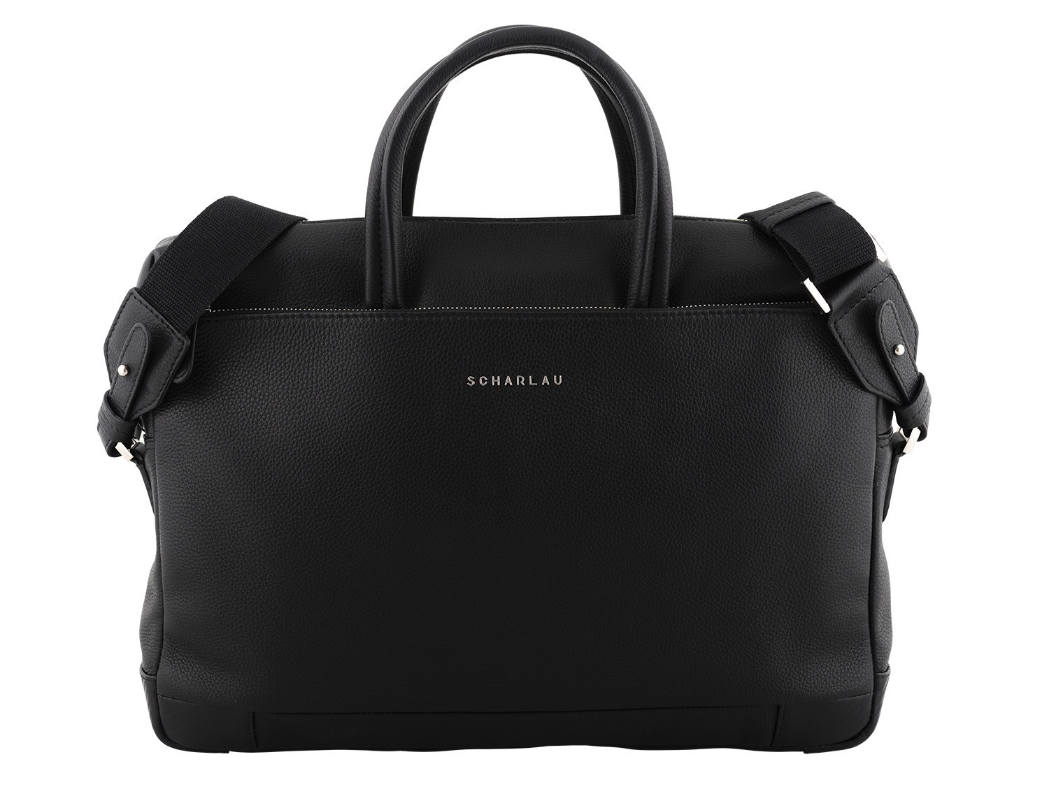 leather briefbag in black front