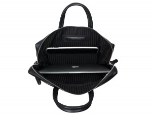 leather briefbag in black laptop