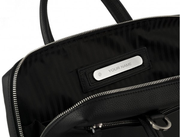 leather briefbag in black personalized