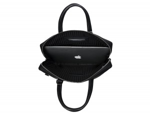 maletín de cuero pequeño en negro ordenador