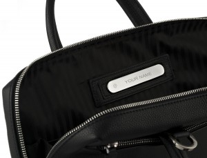 small leather briefcase in black  personalized