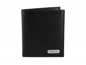 Men's Black Leather Wallet without Coin Purse front
