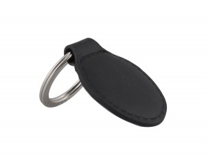 leather oval key ring in black back