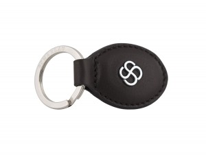 leather oval key ring in brown side