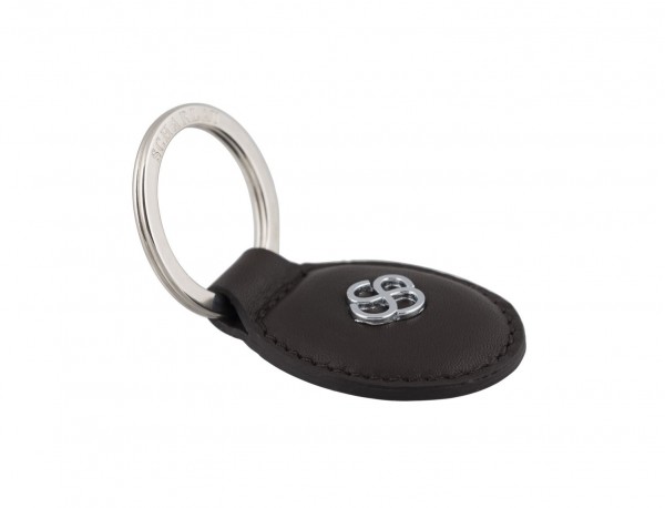 leather oval key ring in brown back
