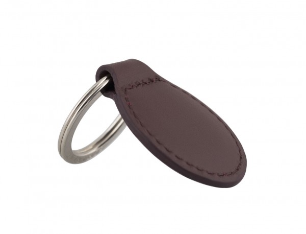 leather oval key ring in burgundy back
