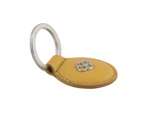 leather oval key ring in yellow back