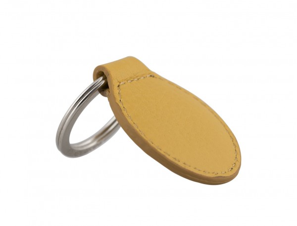 leather oval key ring in yellow detail