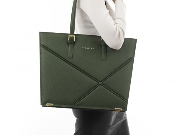 borsa per laptop in pelle da donna in verde model