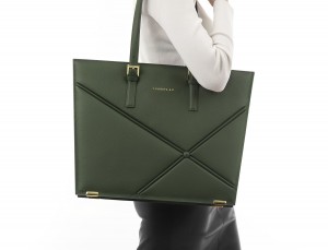 leather women laptop bag in green model