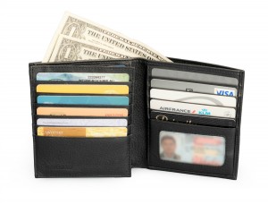 Men's Black Leather Wallet without Coin Purse