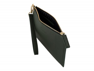women's leather evening bag in green inside