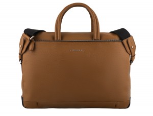 leather briefbag in camel front