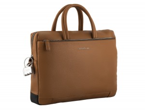 leather briefbag in camel side