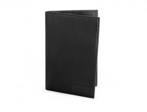 black leather passport wallet front