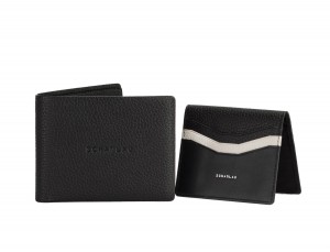 leather wallet men in black open