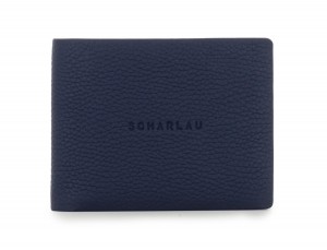 cartera de hombre con tarjetero azul frontal