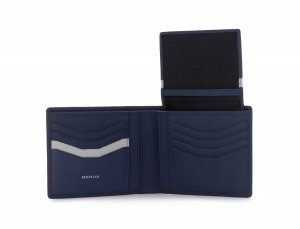 leather wallet men in blue open