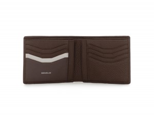 leather men wallet brown open