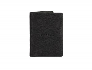 leather wallet for credit cards black front