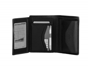 leather wallet with coin pocket black detail