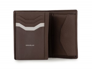 leather wallet with coin pocket brown open
