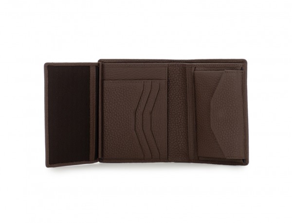 leather wallet with coin pocket brown inside