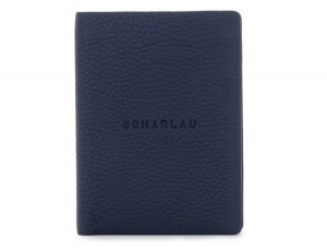 leather wallet with coin pocket blue front