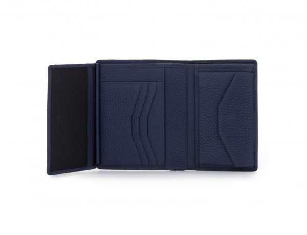 leather wallet with coin pocket blue inside
