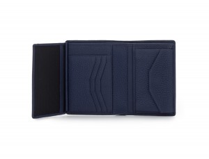 leather wallet with coin pocket blue inside