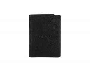 leather passport holder black front