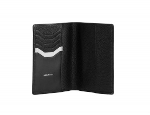 leather passport holder black open