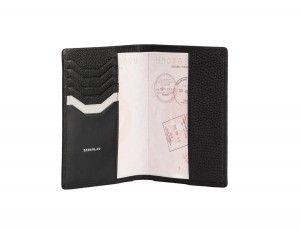 funda de piel para pasaporte negro inside