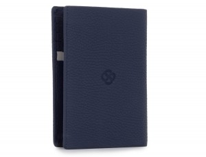 funda de piel para pasaporte azul back