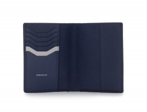 Porta passaporto in pelle blu front