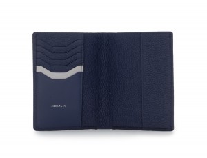 leather passport holder blue open