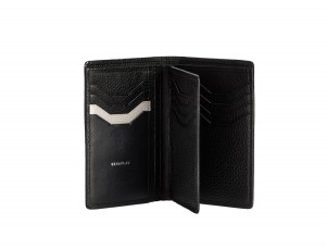 leather wallet for credit cards black open