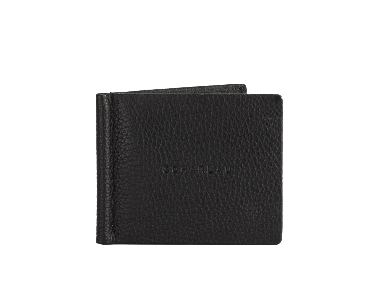 leather wallet with Money clip black front