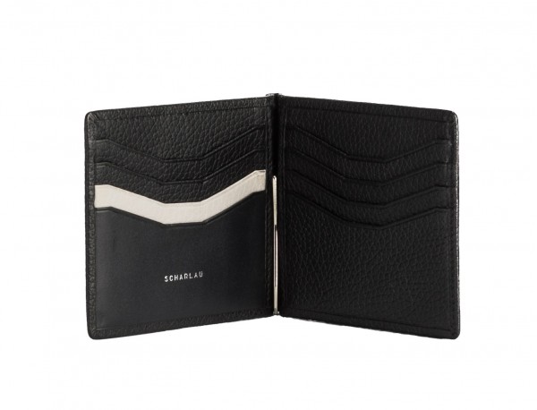leather wallet with Money clip black open
