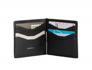 leather wallet with Money clip black credit cards