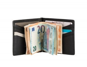 leather wallet with Money clip black bills