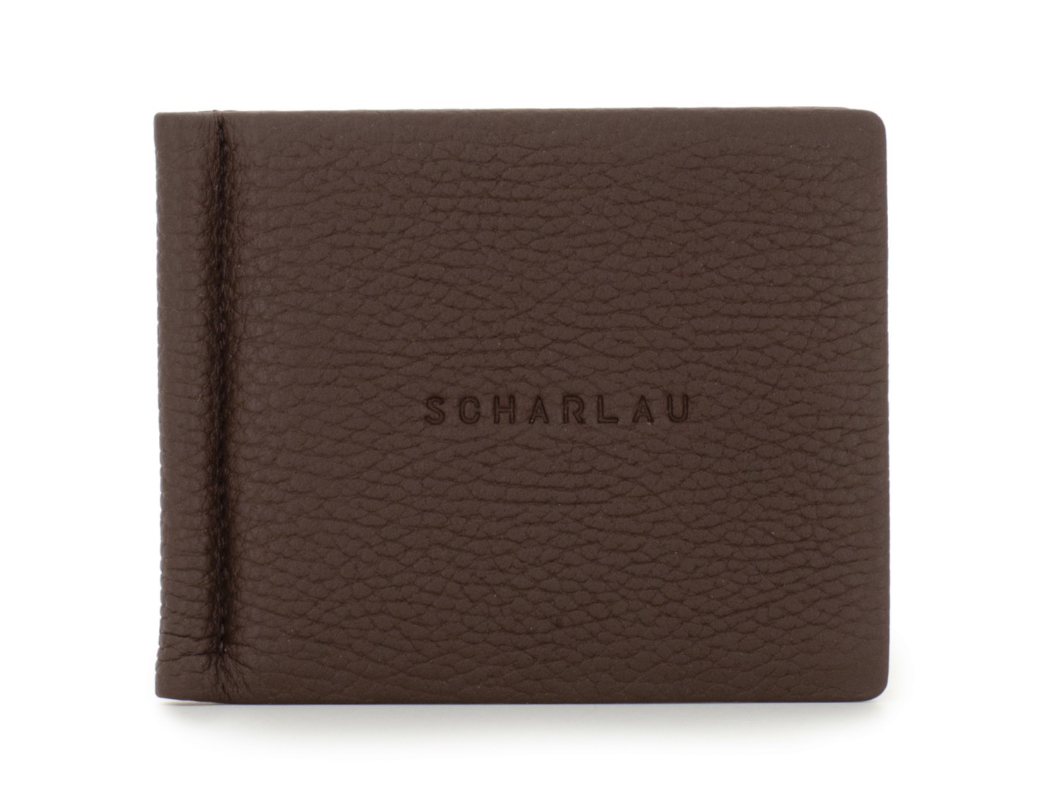 leather wallet with Money clip brown front