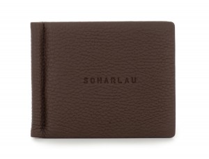 leather wallet with Money clip brown front