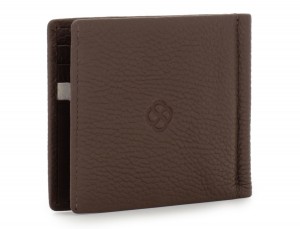 leather wallet with Money clip brown side