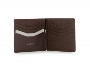 leather wallet with Money clip brown