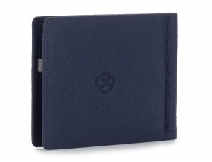 leather wallet with Money clip blue side