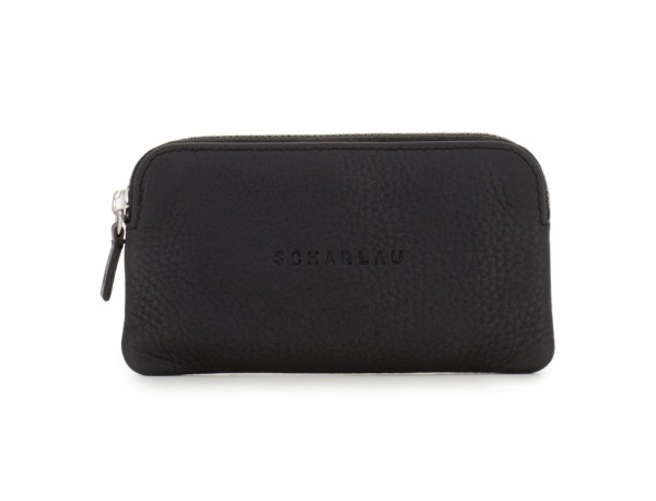 leather wallet for coins and key black front