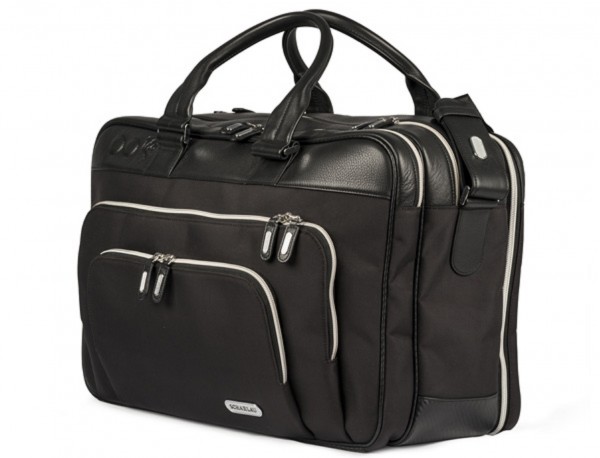 nylon and leather travel bag cabin size side