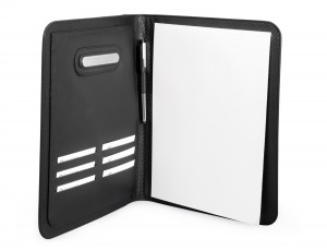Leather letterpad A4 for business meetings with tablet compartment open